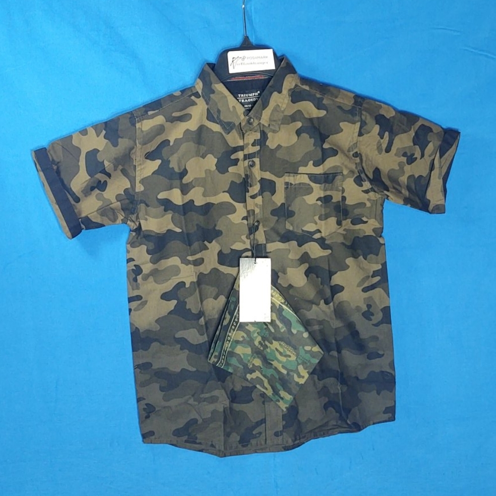 Triumph Tragedy boys button up camo top with matching bandana